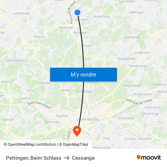 Pettingen, Beim Schlass to Cessange map