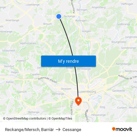 Reckange/Mersch, Barriär to Cessange map