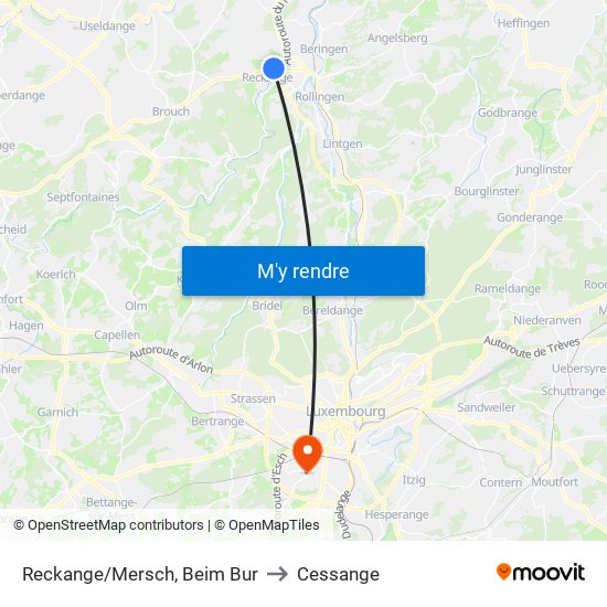 Reckange/Mersch, Beim Bur to Cessange map
