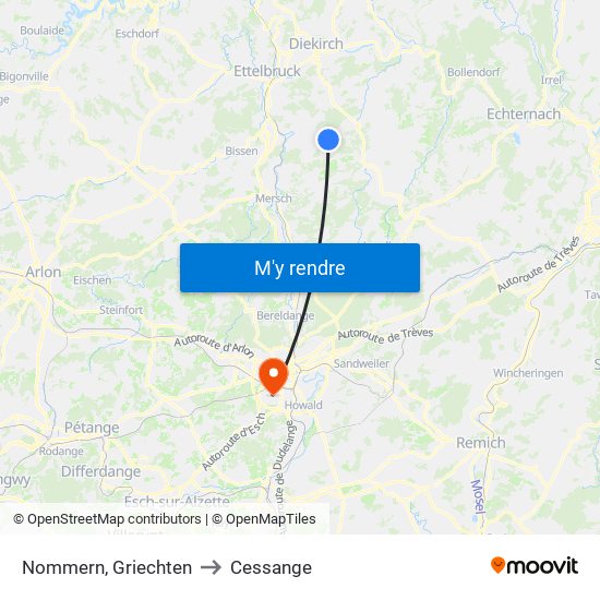 Nommern, Griechten to Cessange map
