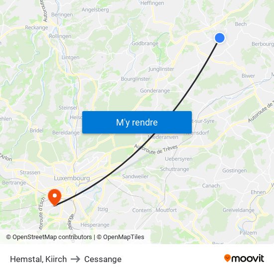 Hemstal, Kiirch to Cessange map