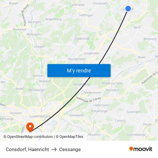 Consdorf, Haenricht to Cessange map
