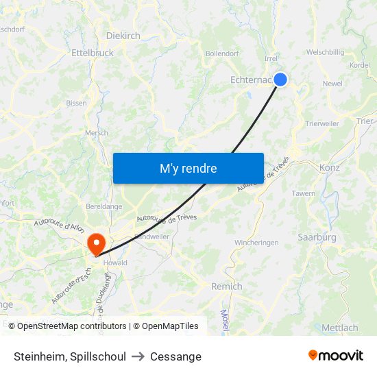 Steinheim, Spillschoul to Cessange map