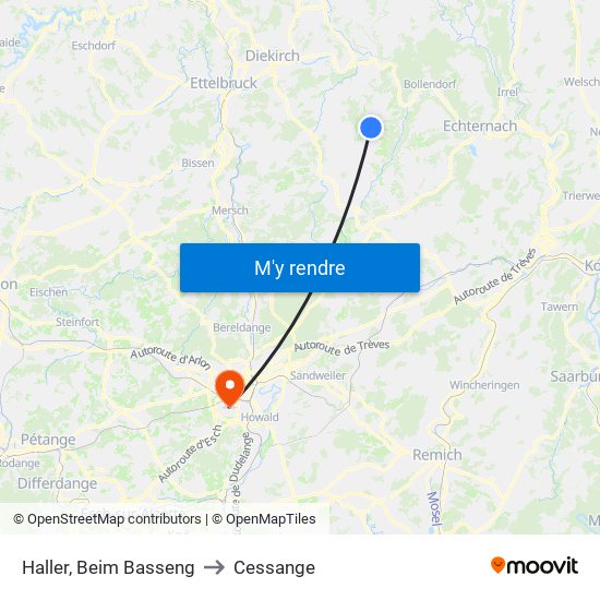 Haller, Beim Basseng to Cessange map