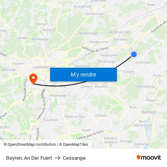 Beyren, An Der Fuert to Cessange map