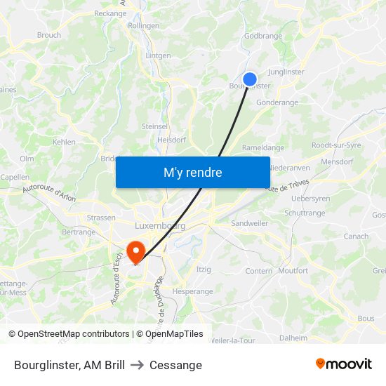 Bourglinster, AM Brill to Cessange map