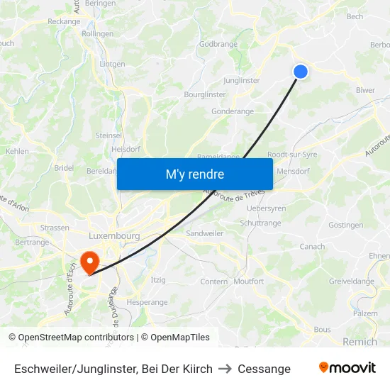 Eschweiler (Junglinster), Bei Der Kiirch to Cessange map