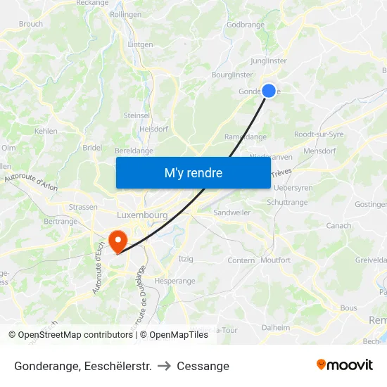 Gonderange, Eeschëlerstr. to Cessange map