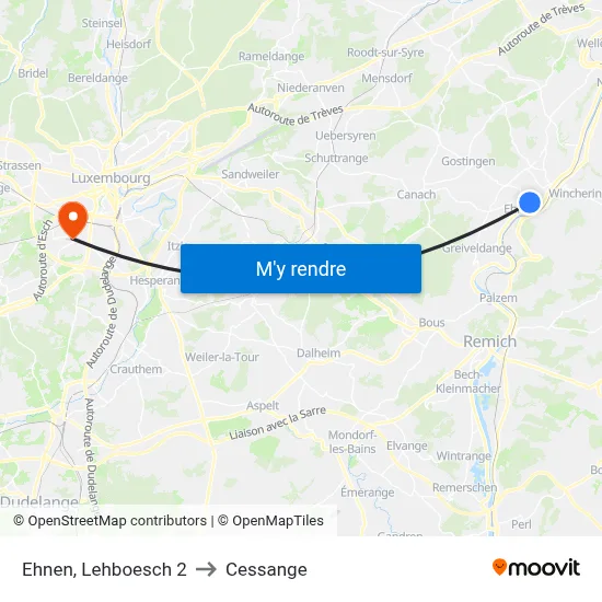 Ehnen, Lehboesch 2 to Cessange map