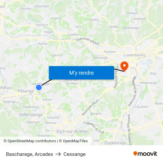 Bascharage, Arcades to Cessange map