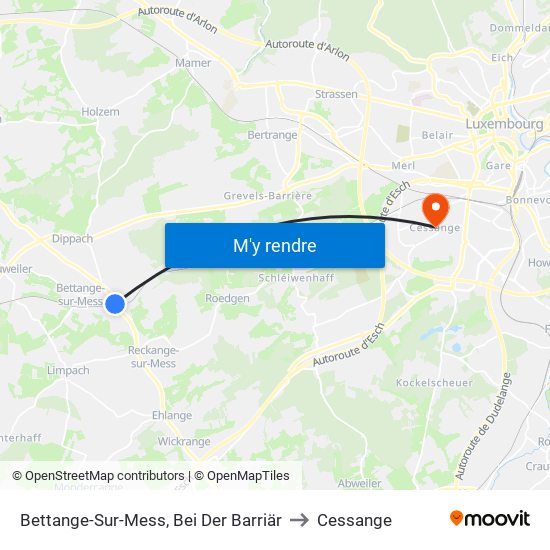 Bettange-Sur-Mess, Bei Der Barriär to Cessange map