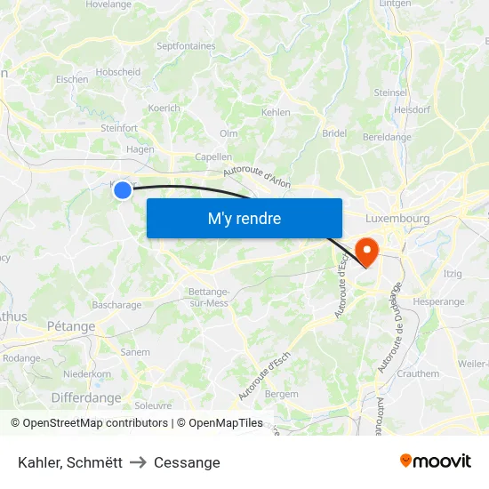 Kahler, Schmëtt to Cessange map