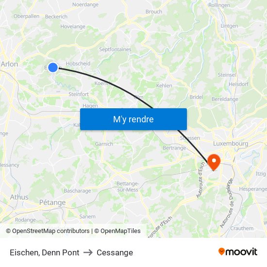 Eischen, Denn Pont to Cessange map