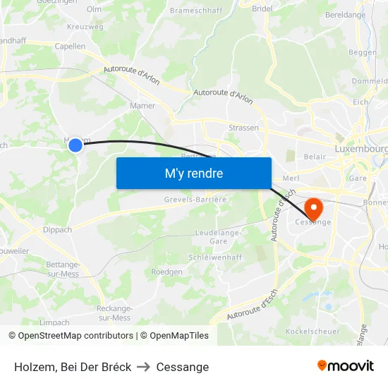 Holzem, Bei Der Bréck to Cessange map