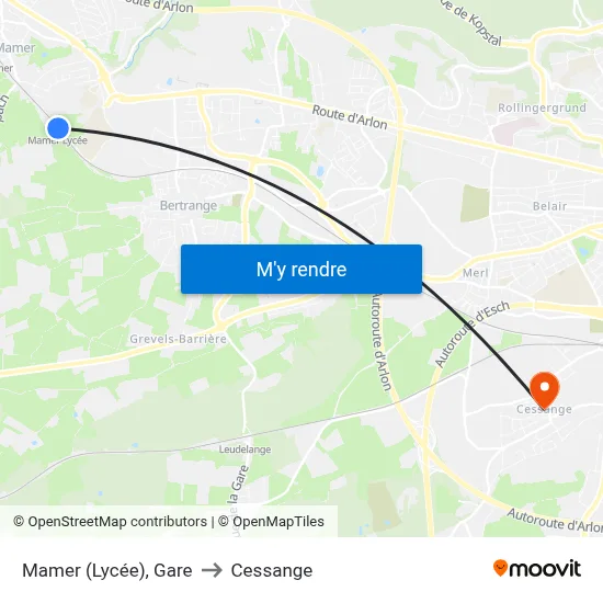 Mamer (Lycée), Gare to Cessange map