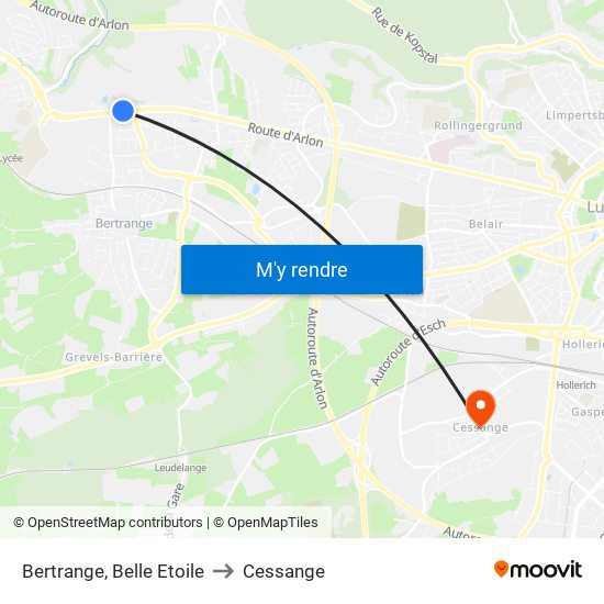 Bertrange, Belle Etoile to Cessange map