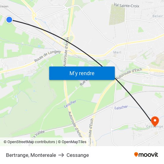 Bertrange, Montereale to Cessange map