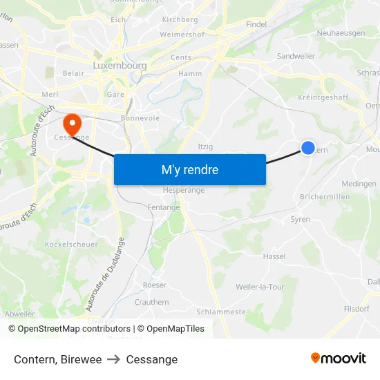 Contern, Birewee to Cessange map