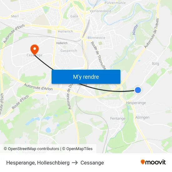 Hesperange, Holleschbierg to Cessange map