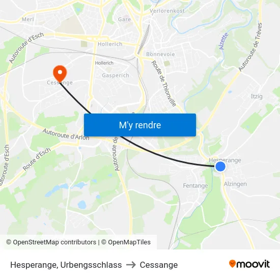 Hesperange, Urbengsschlass to Cessange map