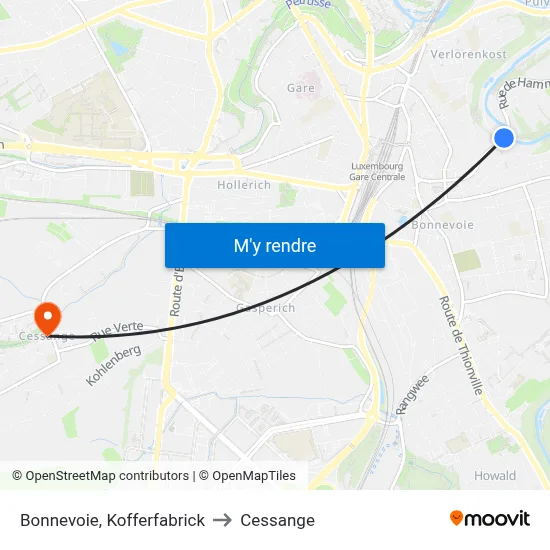 Bonnevoie, Kofferfabrick to Cessange map