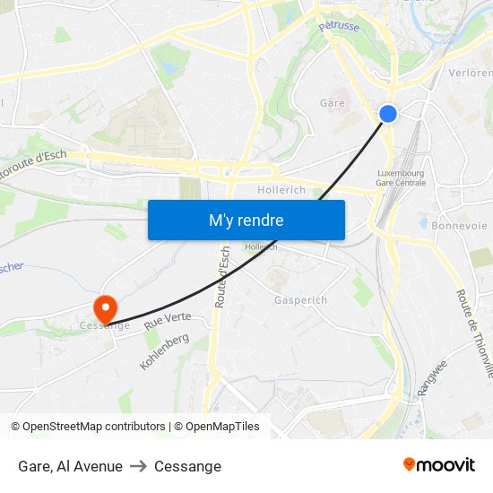 Gare, Al Avenue to Cessange map