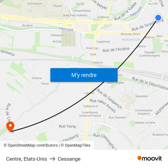 Centre, Etats-Unis to Cessange map