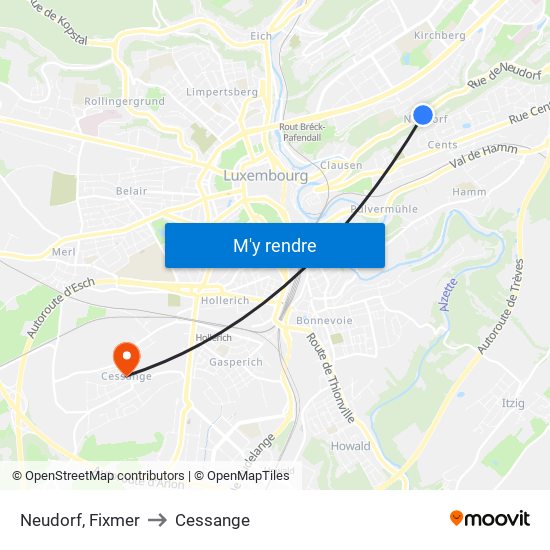 Neudorf, Fixmer to Cessange map