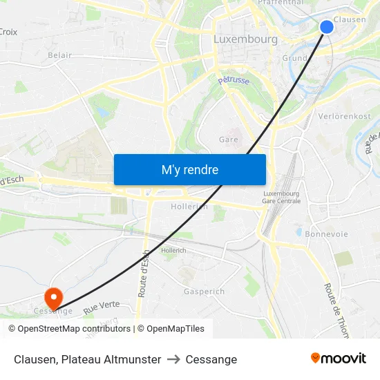 Clausen, Plateau Altmunster to Cessange map