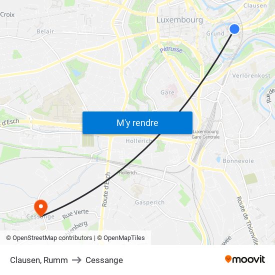 Clausen, Rumm to Cessange map