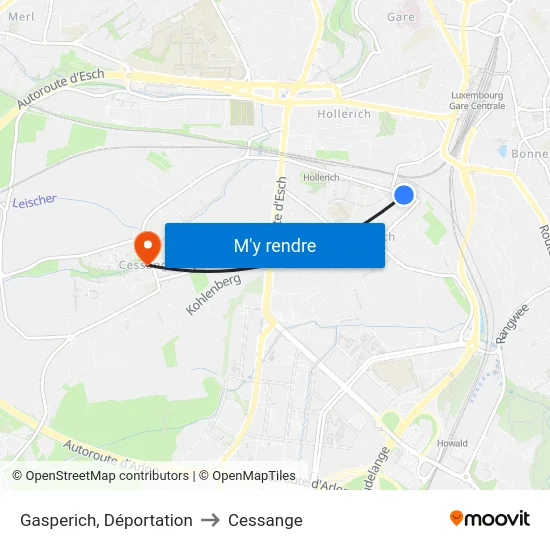 Gasperich, Déportation to Cessange map