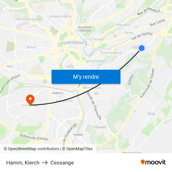 Hamm, Kierch to Cessange map