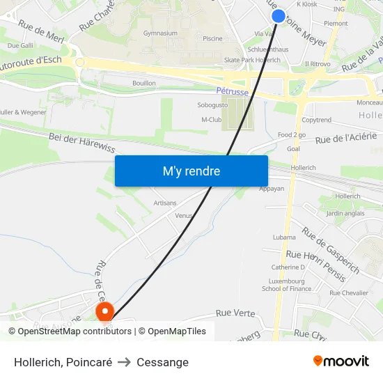Hollerich, Poincaré to Cessange map