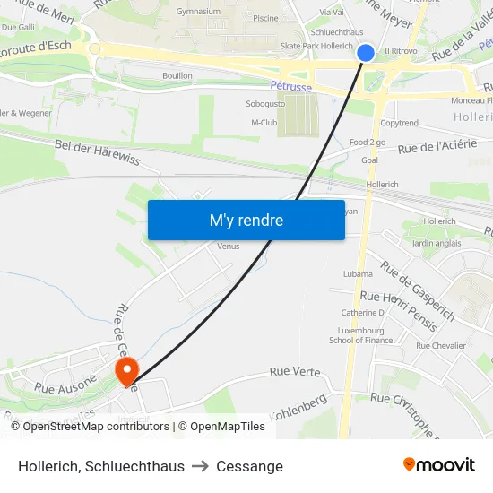 Hollerich, Schluechthaus to Cessange map