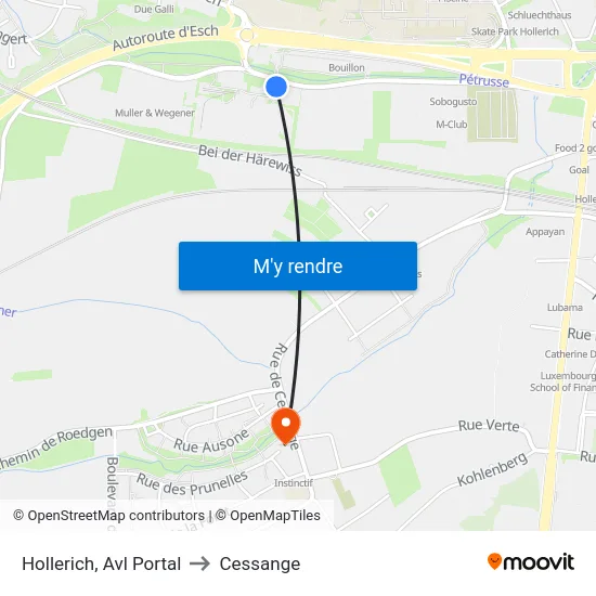Hollerich, Avl Portal to Cessange map