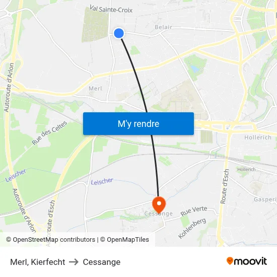 Merl, Kierfecht to Cessange map