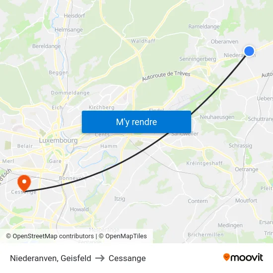 Niederanven, Geisfeld to Cessange map