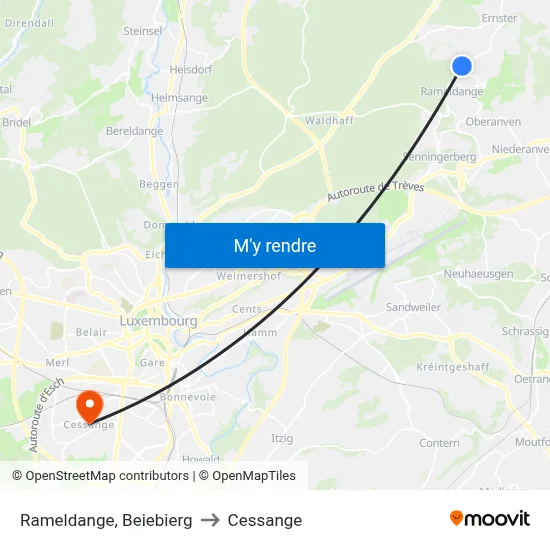 Rameldange, Beiebierg to Cessange map