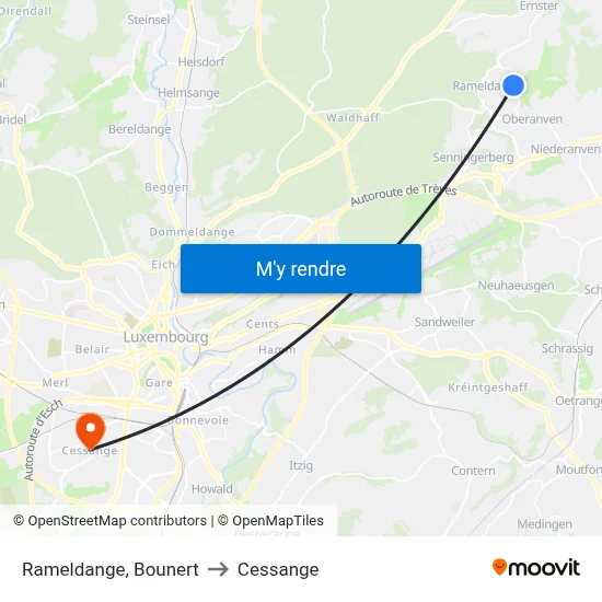 Rameldange, Bounert to Cessange map