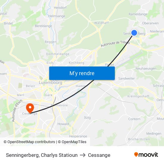Senningerberg, Charlys Statioun to Cessange map