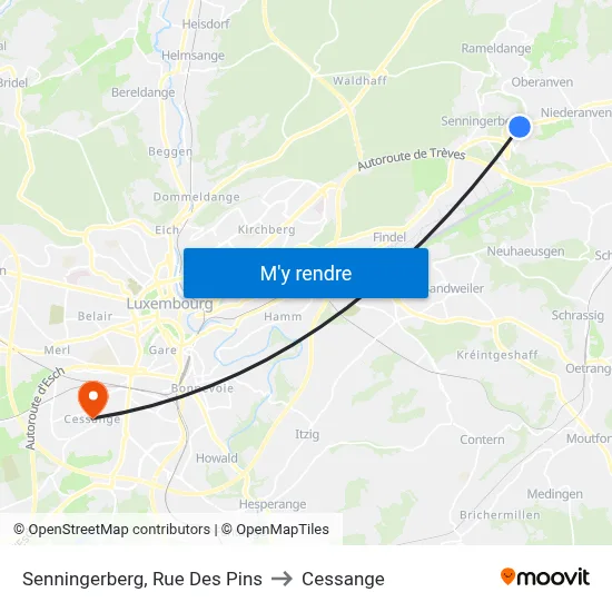 Senningerberg, Rue Des Pins to Cessange map