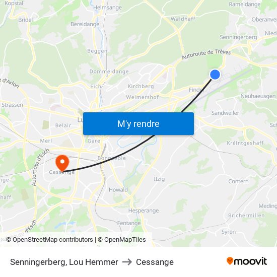 Senningerberg, Lou Hemmer to Cessange map