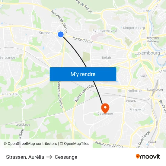 Strassen, Aurélia to Cessange map