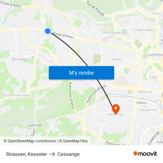 Strassen, Kesseler to Cessange map