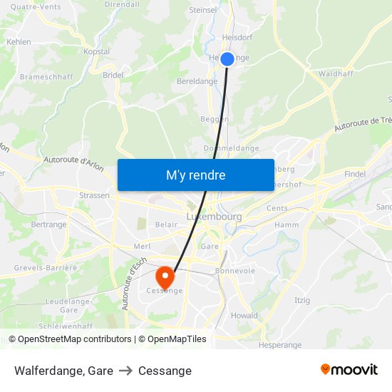 Walferdange, Gare to Cessange map