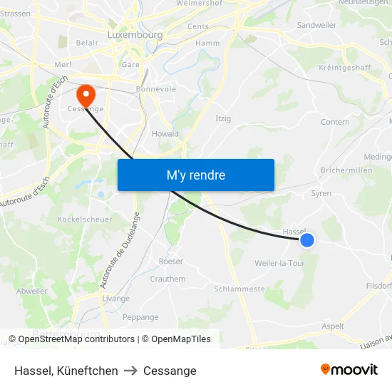 Hassel, Küneftchen to Cessange map