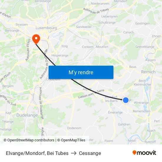 Elvange/Mondorf, Bei Tubes to Cessange map