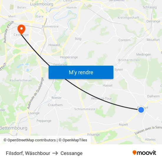 Filsdorf, Wäschbour to Cessange map