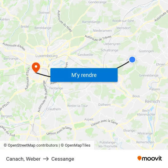 Canach, Weber to Cessange map