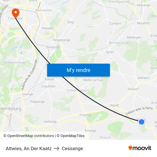 Altwies, An Der Kaatz to Cessange map